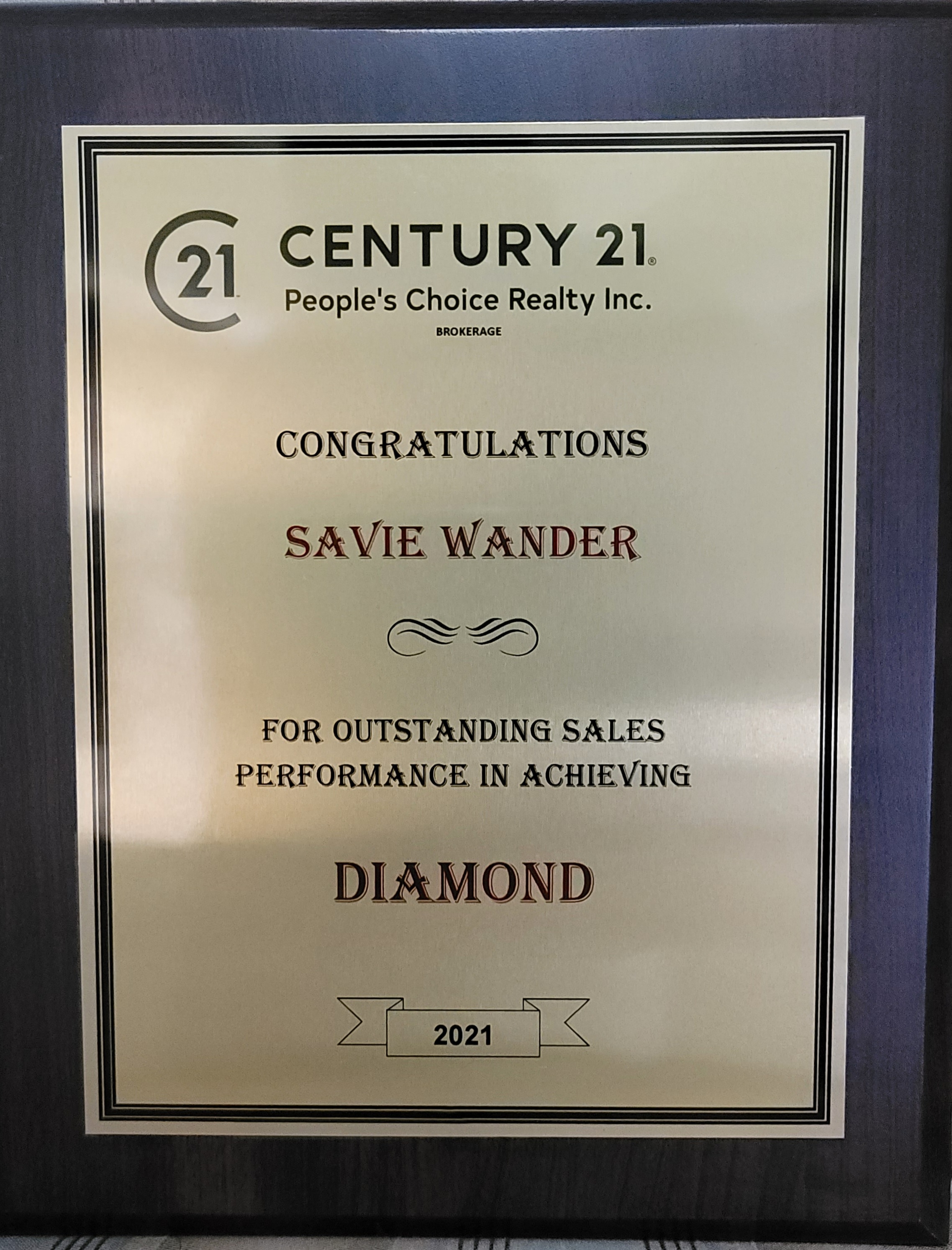 Diamond Sales Performance Award
